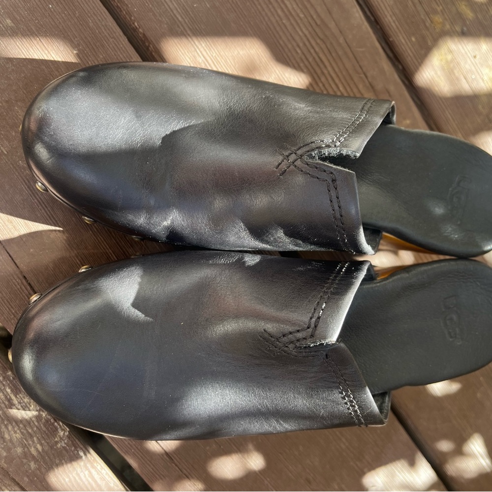 UGG Black Leather Clogs - Picture 2 of 6